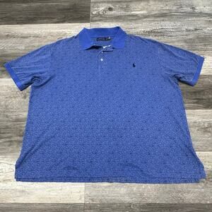 Polo Ralph Lauren Classic Fit Blue Micro Floral Mens 2XB Collared‎ Polo T-Shirt